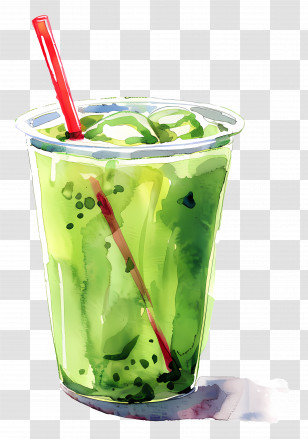 Green Smoothie In A Plastic Cup - Refreshing Green Smoothie Drink Transparent PNG