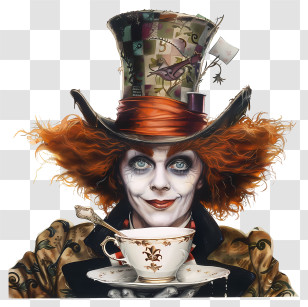 Alice In Wonderland - Mad Hatter With Tea Cup Transparent PNG