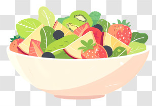 Salad Bowl - Bowl Of Colorful Fruit Salad Transparent PNG