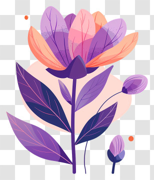 Purple Flower Twig - Colorful Flower With Purple Leaves Transparent PNG
