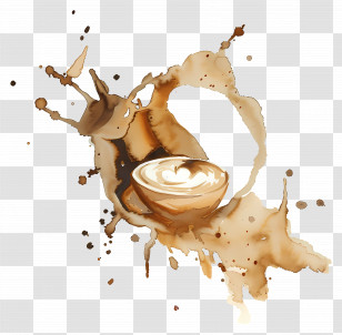 Coffee Stains - Artistic Coffee Splash Transparent PNG