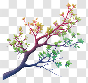 Pastel Tree Branch - Branch With Colorful Leaves Transparent PNG