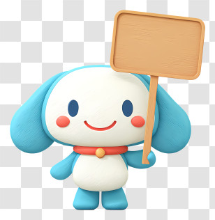 Cinnamoroll Holding Placard - Dog Character With Sign Transparent PNG