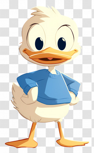 Cartoon Duck - Duck In Light Blue Sweater Transparent PNG