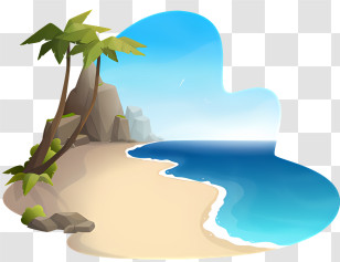 Icon - Tropical Beach With Palm Trees Transparent PNG