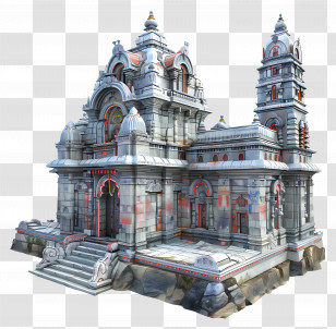 Kedarnath Temple - Gray Stone Temple With Ornate Architecture Transparent PNG