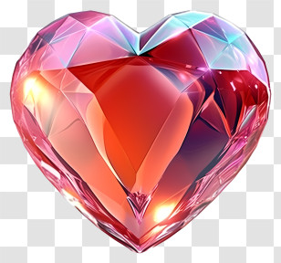 Cartoon Valentine Heart Diamond - Crystal Heart Gem With Rainbow Reflections Transparent PNG