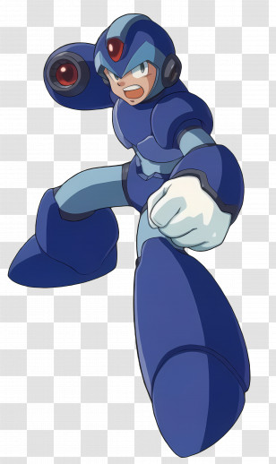Mega Man X - Dynamic Blue Armored Hero Transparent PNG