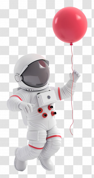 Astronaut Floating - Astronaut Holding A Red Balloon In Space Transparent PNG
