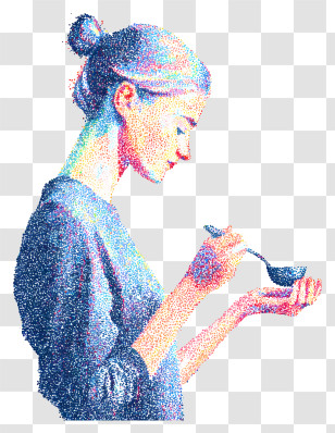Woman Holding Ladle - Woman Enjoying A Meal Transparent PNG