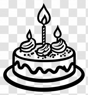 Cake Icon - Illustrated Birthday Cake With Candles Transparent PNG