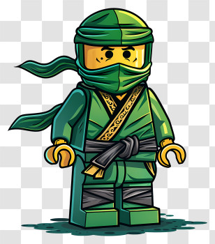 Ninjago - Green Blocky Ninja Character Illustration Transparent PNG