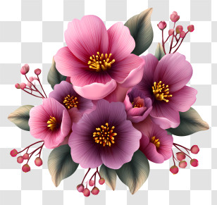 Pink Flowers Art - Beautiful Pink Flowers Bouquet Transparent PNG
