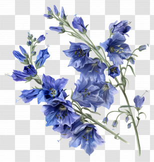 Larkspur Flower - Elegant Blue Bell Flowers Illustration Transparent PNG