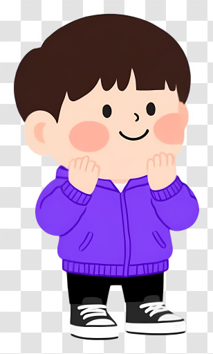 Preschool Boy - Cartoon Child In Purple Jacket Transparent PNG
