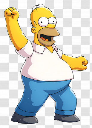 Homer Simpson - Yellow Cartoon Character In A Fist-Raised Pose Transparent PNG