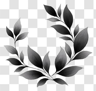 Leaves Ink Painting - Black Leaves In Artistic Style Transparent PNG