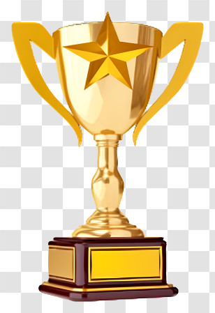 Flat Trophy - Golden Trophy With Star For Achievement Transparent PNG