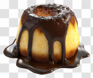 Vanilla Lava Cake - Chocolate Drizzled Cake Transparent PNG