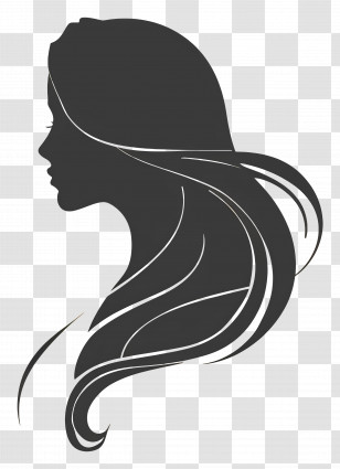 Girl Logo - Elegant Woman Silhouette With Flowing Hair Transparent PNG
