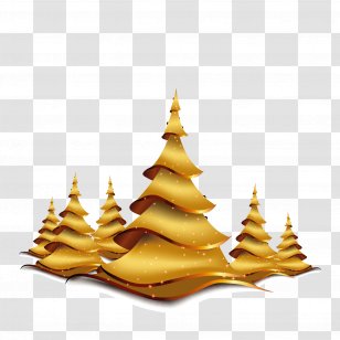 Christmas Tree Card - Golden Sparkling Transparent PNG
