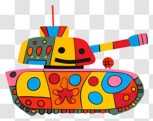 Cartoon Tank - Colorful Cartoon Tank Transparent PNG