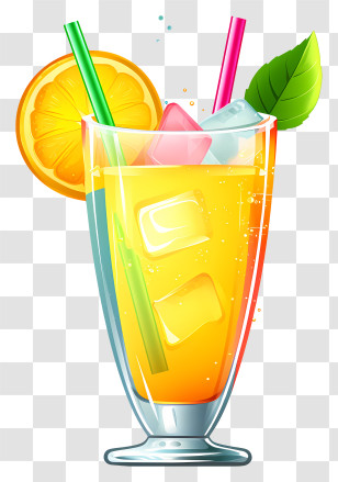 Orange Juice - Orange Juice Glass With Straw Illustration Transparent PNG