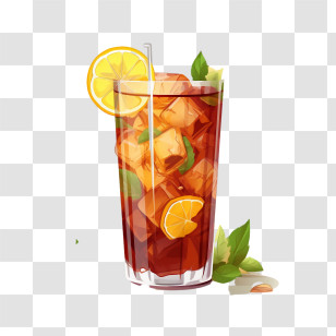 Ice Tea - Iced Tea With Lemon And Mint Garnish Transparent PNG