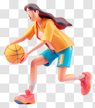 Girl Playing Basketball - Cartoon Basketball Player In Action Transparent PNG