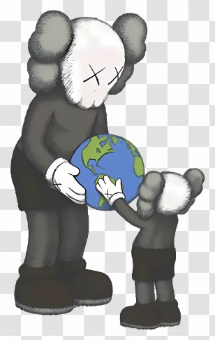Kaws - Cartoon Characters With Earth Transparent PNG