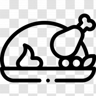 Turkey Food - Simplistic Food Dish Icon In Black Line Art Transparent PNG