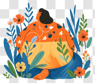 World Obesity Day - Woman Sitting Among Flowers Illustration Transparent PNG