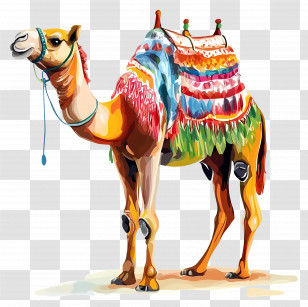 Pushkar Camel Fair - Colorful Decorated Camel Illustration Transparent PNG