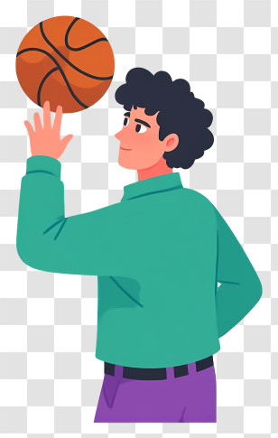 Man Playing Basketball - Boy Spinning Basketball Transparent PNG