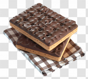 Bourbon Biscuit - Chocolate-Coated Biscuits On A Checkered Napkin Transparent PNG