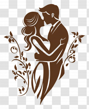 Wedding Symbol - Romantic Couple Silhouette Art Transparent PNG