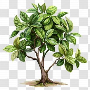 Rubber Tree - Green Leafy Tree Illustration Transparent PNG