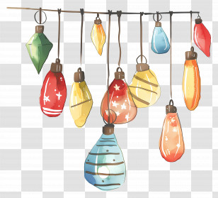 Christmas Lights - Colorful Hanging Lights Transparent PNG