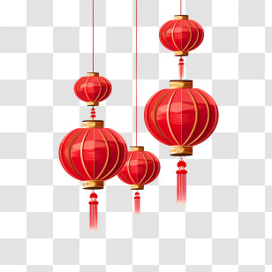 Hanging Chinese Lanterns - Hanging Red Lanterns For Chinese New Year Transparent PNG