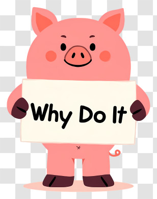 Why Do It - Pink Pig Holding A Sign Transparent PNG