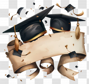 Graduation Background - Graduation Caps With Banner Transparent PNG