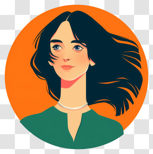 Woman Avatar - Woman Portrait With Flowing Hair Transparent PNG