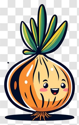 1 Cartoon Onion - Cute Onion With Green Leaves Transparent PNG