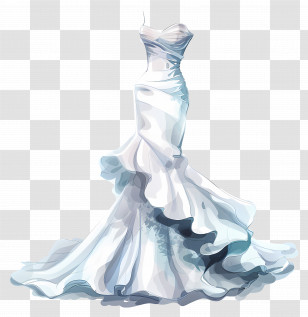 Mermaid Wedding Dress - Elegant White Wedding Gown Illustration Transparent PNG