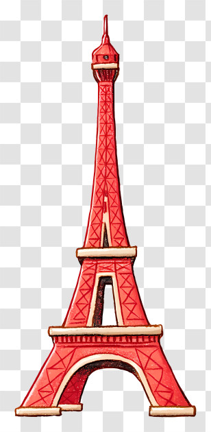 Eiffel Tower - Red Eiffel Tower Illustration Transparent PNG