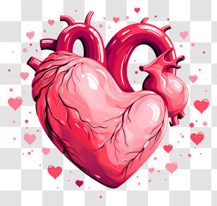 Retro Heart - Anatomical Heart With Love Elements Transparent PNG