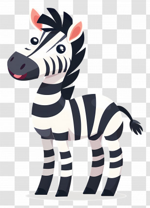 Cartoon Zebra - Cute Cartoon Zebra With Stripes Illustration Transparent PNG