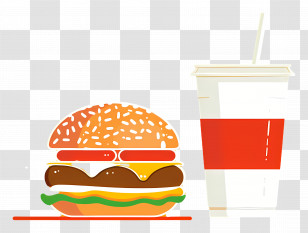 Burger Coca Cola - Burger And Drink Combo For Fast Food Lovers Transparent PNG