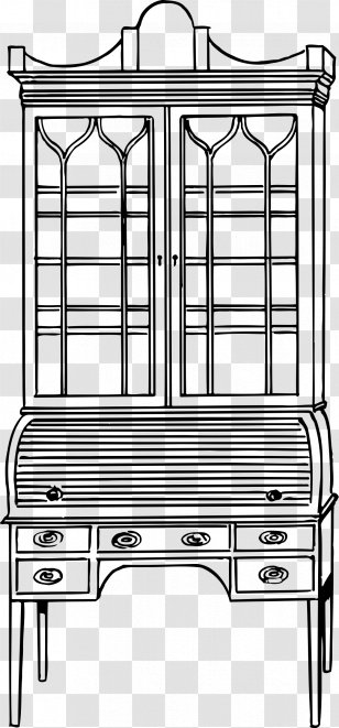 Line Art Drawing Secretary Desk Clip - Black And White Transparent PNG