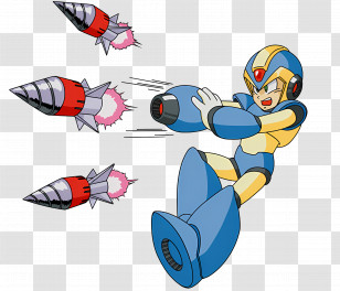 Mega Man X - Robot Shooting Missiles In Action Transparent PNG